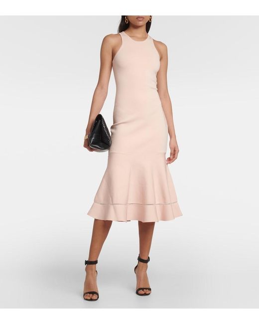 Victoria Beckham Pink Flared Midi Dress