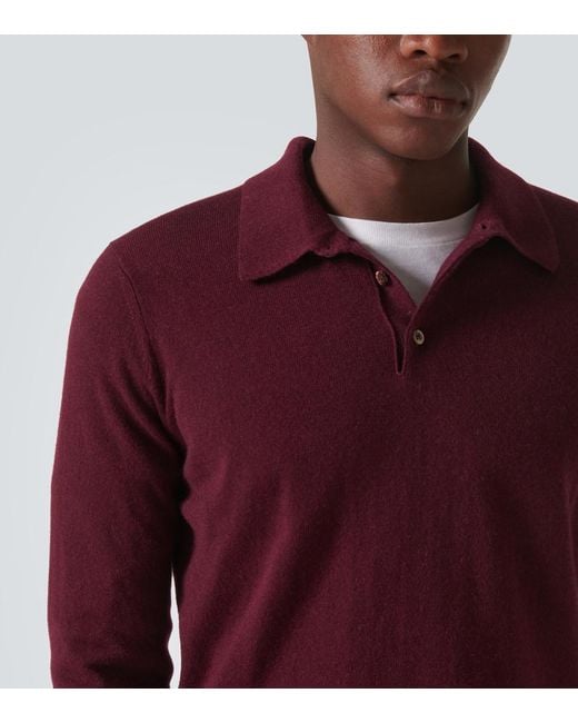 Rubinacci Purple Cashmere Polo Shirt for men