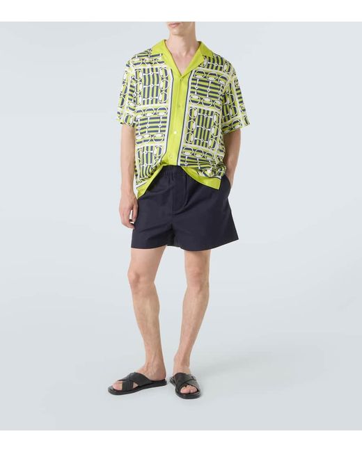 Gucci Green Printed Silk Twill Bowling Shirt for men