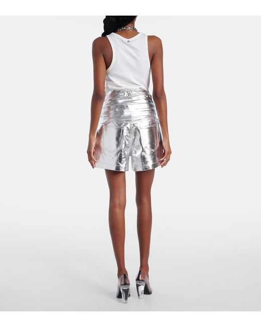 Rabanne White Gathered Cotton-Blend Tank Top