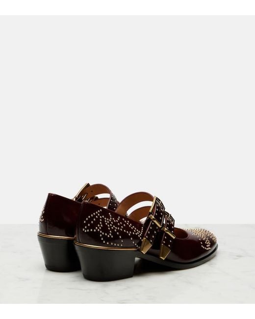 Chloé Brown Susanna 40 Studded Leather Mary Jane Pumps