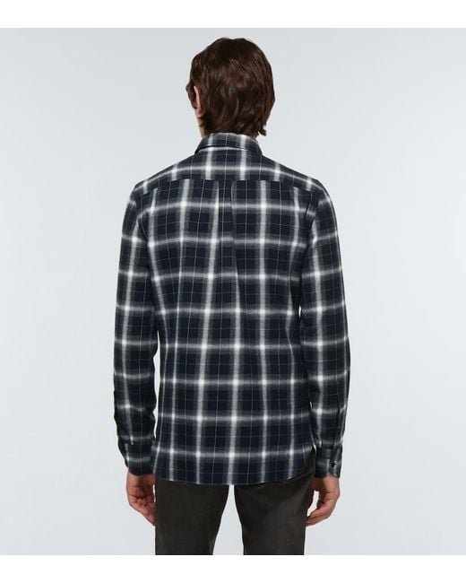 Camisa De Algodon A Cuadros Tom Ford de hombre de color Blue
