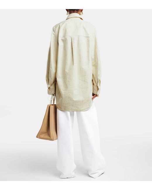 Camicia oversize in misto cotone di Bottega Veneta in White