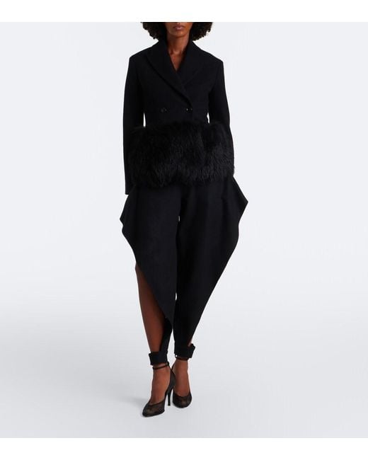 Alaïa Black Draped Wool-Blend Pants
