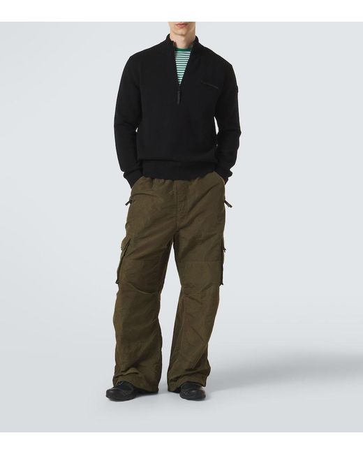 Moncler Black Wool And Cashmere Half-Zip Sweater for men