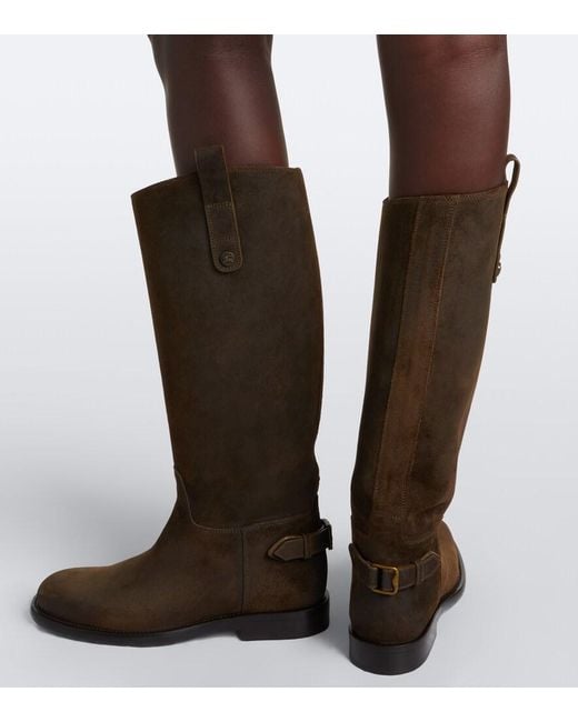 Burberry Black Suede Knee-High Boots