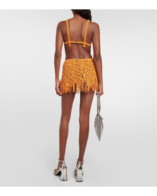 Roberta Einer Orange Beaded Cotton Bralette