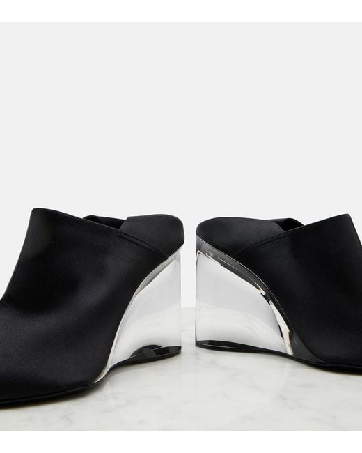 Alaïa Black Invisible Convertible Satin Wedge Mules
