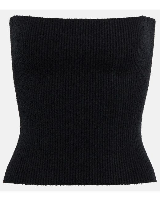 Wardrobe NYC Black Strapless Ribbed Cotton Top