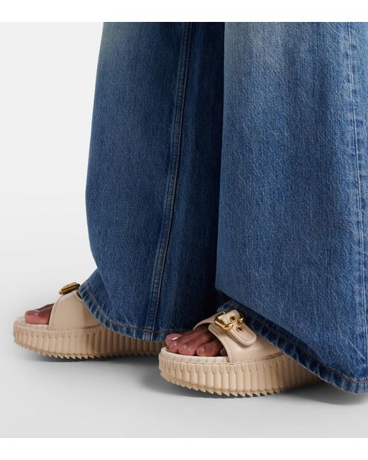 Chloé Natural Nama Leather Platform Sandals