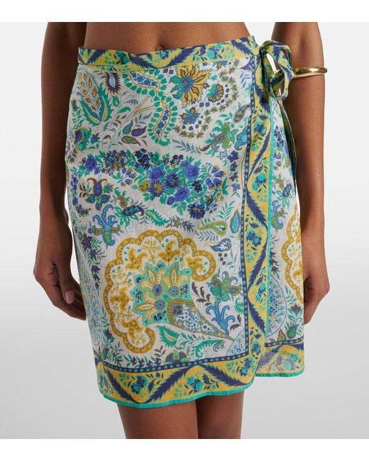 Etro Green Floral Cotton Beach Cover-Up