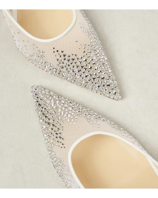 Jimmy Choo White Love 85 Crystal-Embellished Mesh Pumps