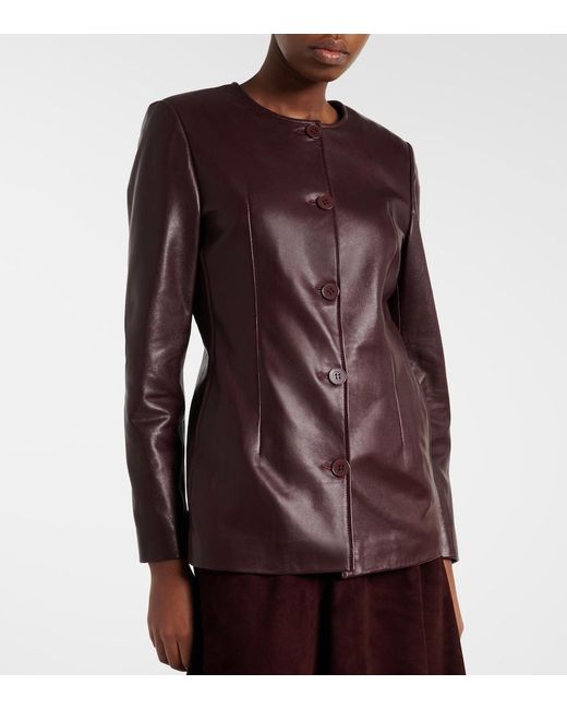 Nour Hammour Purple Maud Leather Blazer