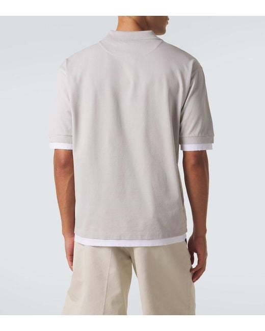 Prada White Layered Cotton Pique Polo Shirt for men