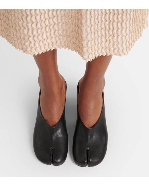 Maison Margiela Black Tabi Leather Mules