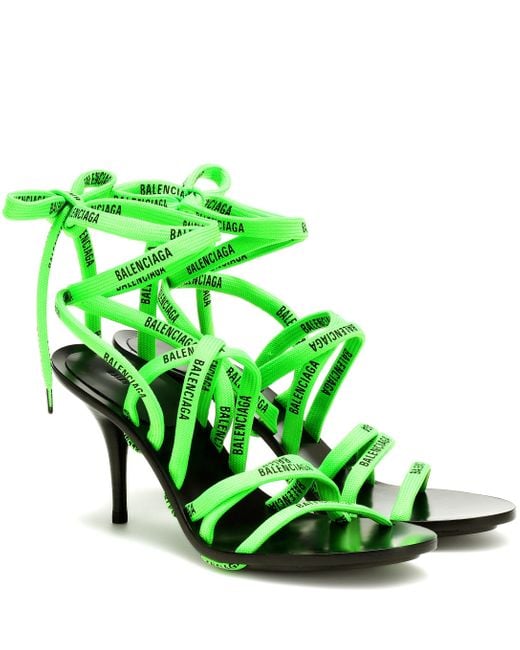 Balenciaga Lace up Sandals in Green Lyst