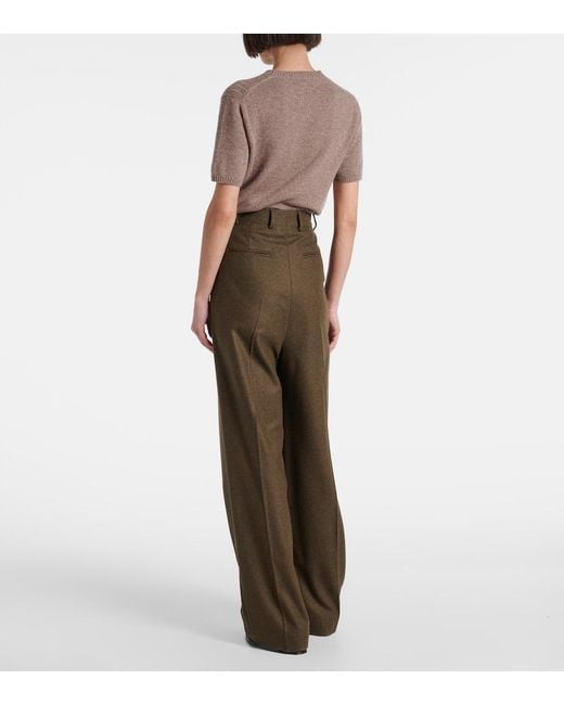 Loro Piana Brown Kurt Wool And Cashmere Wide-Leg Pants