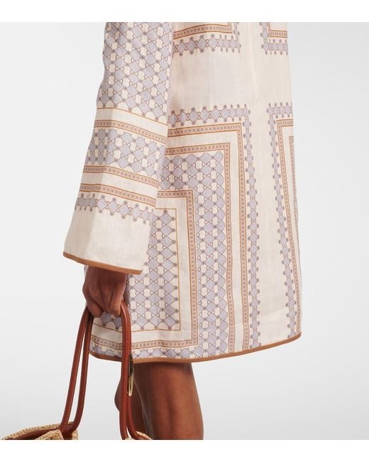Zimmermann Natural Printed Linen Minidress