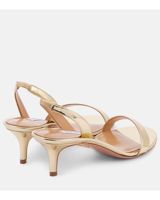 Aquazzura Metallic So Nude 50 Mirrored Leather Sandals