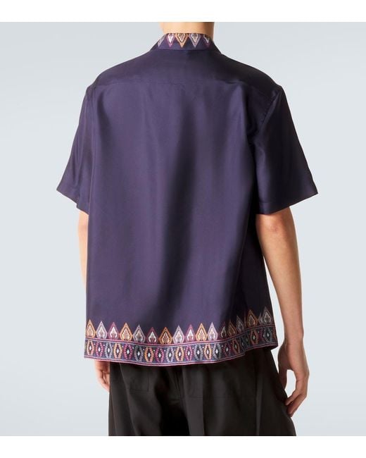 Etro Blue Paisley Silk Shirt for men