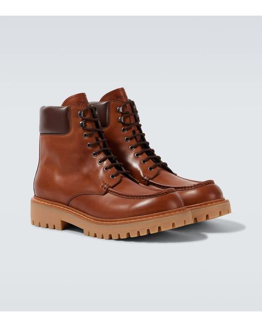 Prada Schnuerstiefel Aus Leder in Brown für Herren