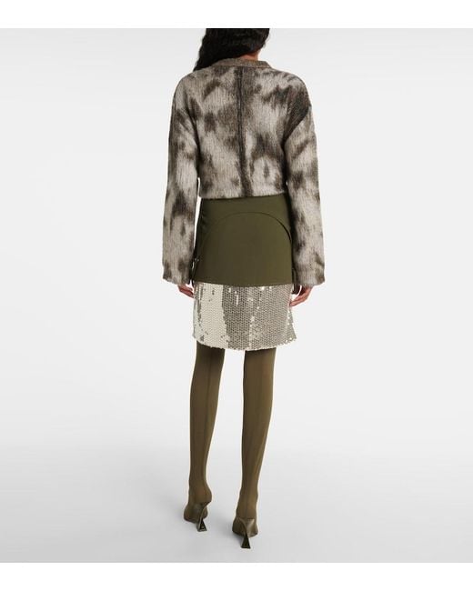 The Attico Green Sequined Midi Skirt
