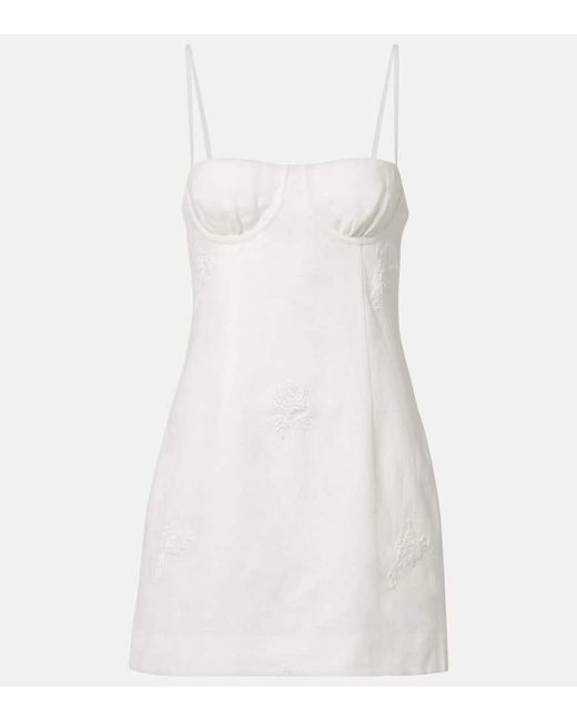 Sir White Alessandra Embroidered Linen Minidress