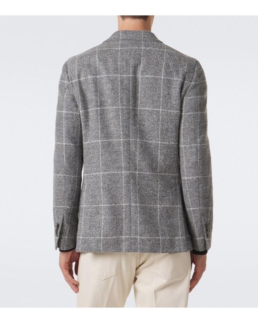 Lardini Gray Checked Alpaca And Wool-Blend Blazer for men