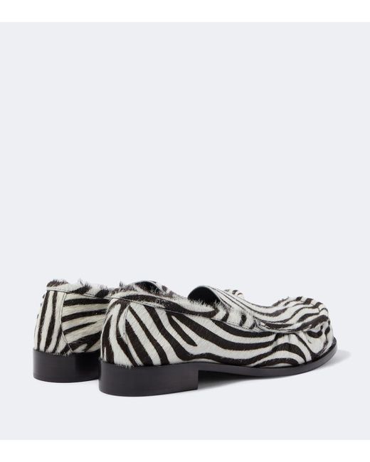 Dries Van Noten White Animal-Printed Calf Hair Loafers for men