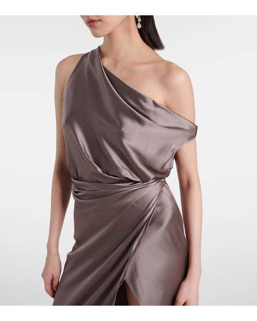 Vestido De Fiesta En Saten De Seda Drapeado The Sei de color Brown