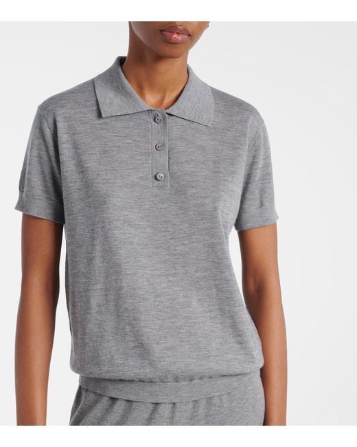 Lisa Yang Gray Nai Knitted Cashmere Polo Shirt