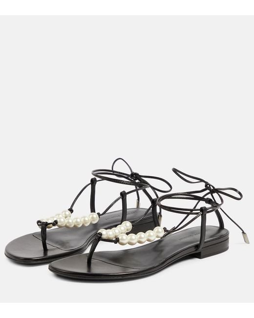 Magda Butrym White Faux Pearl Leather Sandals