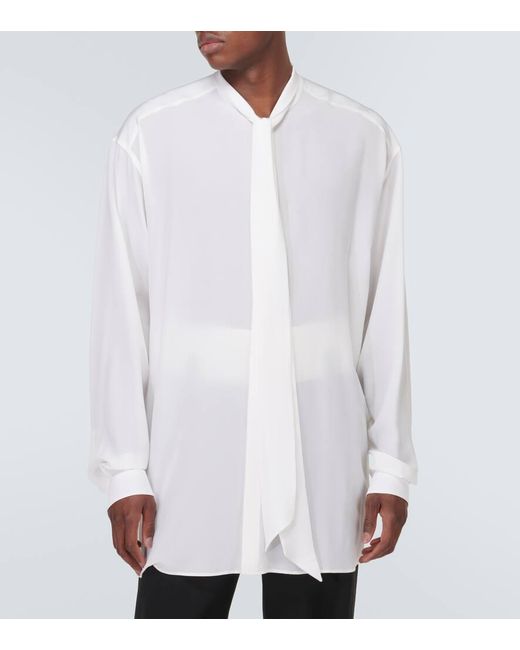 Camicia in seta crepe de chine di Dolce & Gabbana in White da Uomo