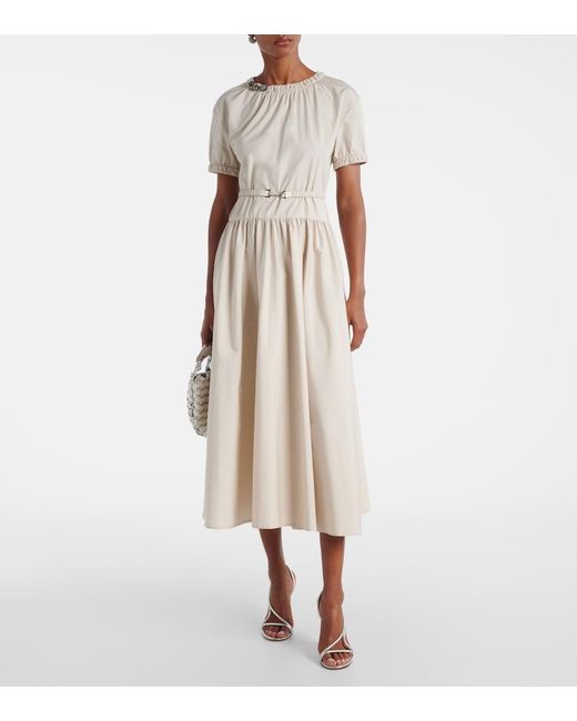 Max Mara Natural Terry Cotton Poplin Midi Dress