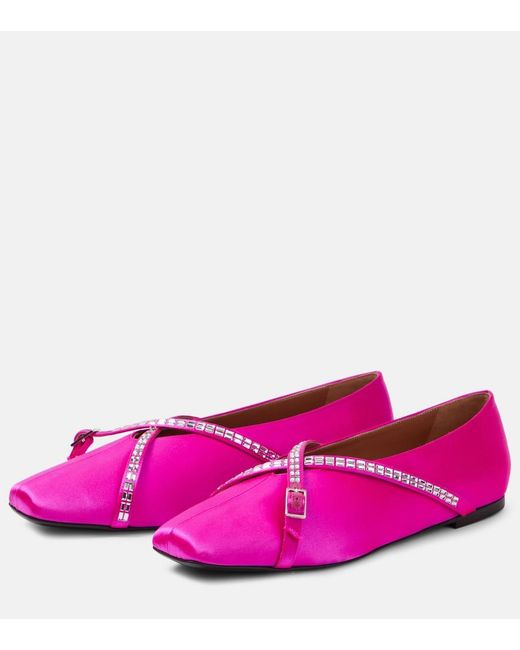 D'Accori Purple Cara Satin Ballet Flats
