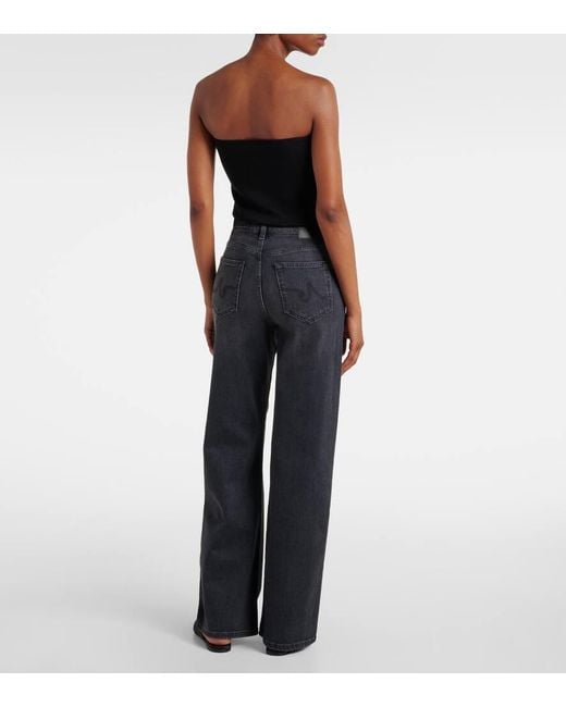 AG Jeans Blue New Baggy Mid-Rise Wide-Leg Jeans