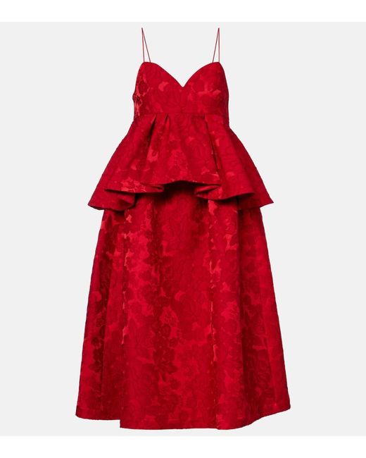 LaDoubleJ Red Midikleid Satine Aus Jacquard