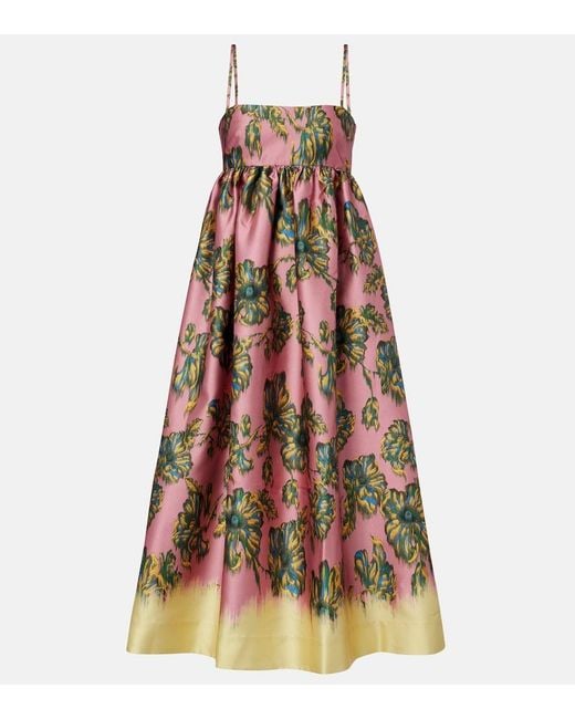 ALÉMAIS Red Faye Floral Midi Dress