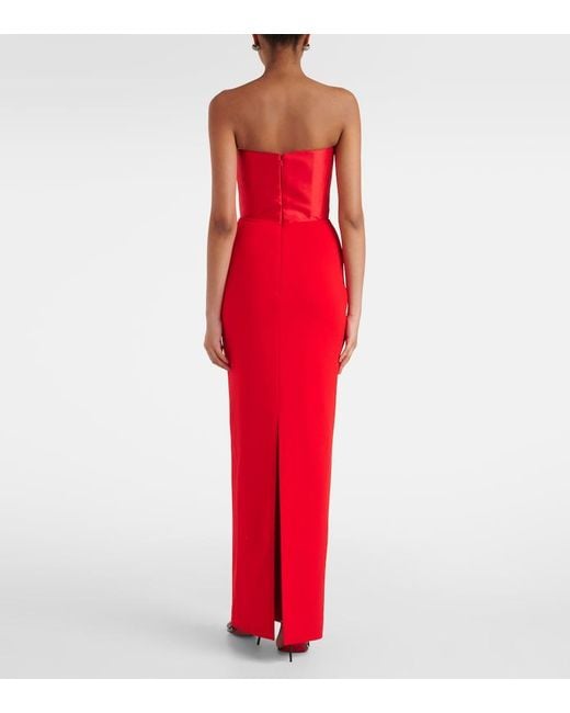 Solace London Red Afra Satin-Trimmed Gown