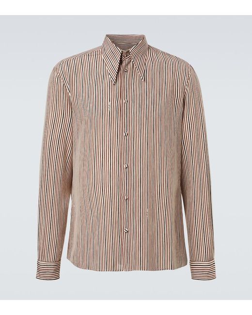 Valentino Brown Striped Silk Shirt for men