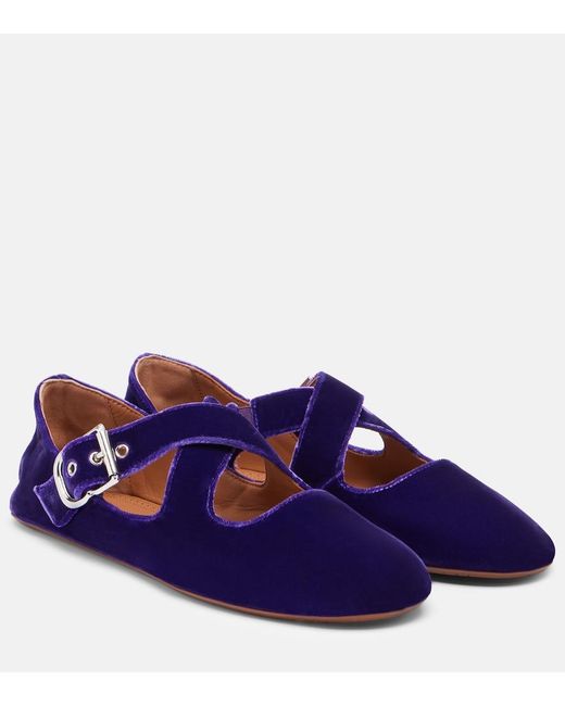 Alaïa Purple Velvet Ballet Flats