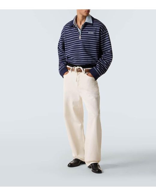 Polo Raye En Coton Miu Miu pour homme en coloris Blue