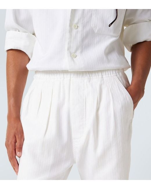 Tom Ford White Cotton And Silk Straight Pants for men
