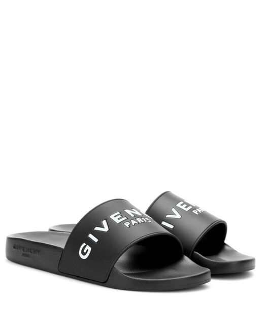 Givenchy Paris Flat Logo Slides in Black - Save 31% - Lyst
