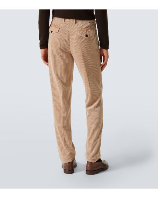 Brunello Cucinelli Natural Pleated Cotton Corduroy Straight Pants for men