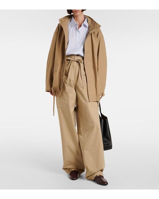 Tod's Natural Cotton Poplin Wide-Leg Pants