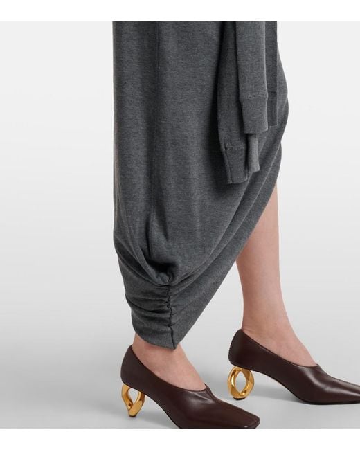 J.W. Anderson Gray Knitted Tie-Detail Asymmetric Midi Dress