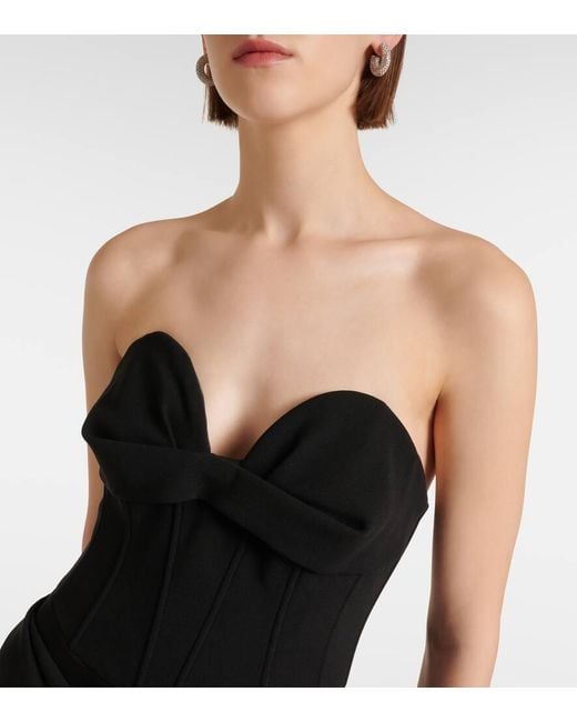 Magda Butrym Black Draped Wool-Blend Bustier Dress