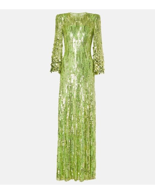 Jenny Packham Green Nymph Sequined Gown