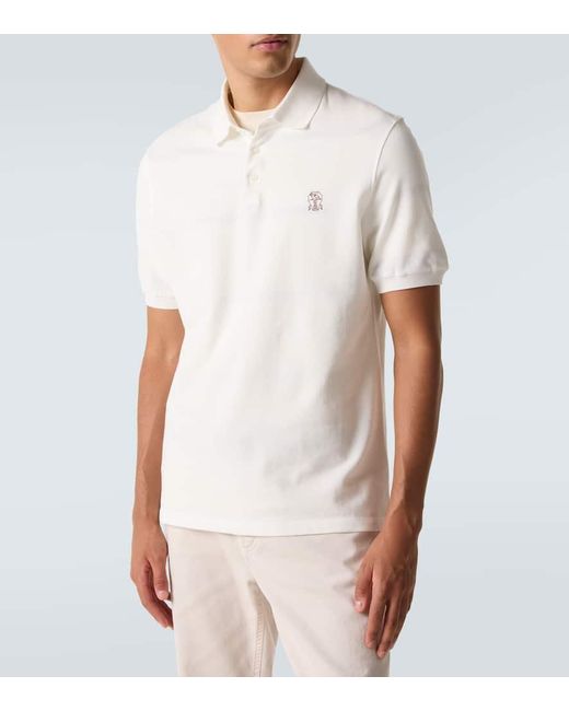 Brunello Cucinelli Polohemd Aus Baumwolle in White für Herren